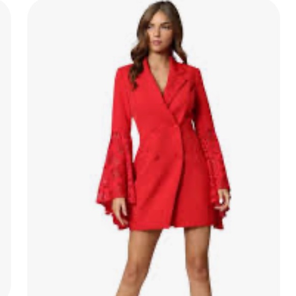 Blithe Women’s Red Blazer Dress Size Small – Double Breasted, Lace Bell Sleeves - Picture 8 of 8